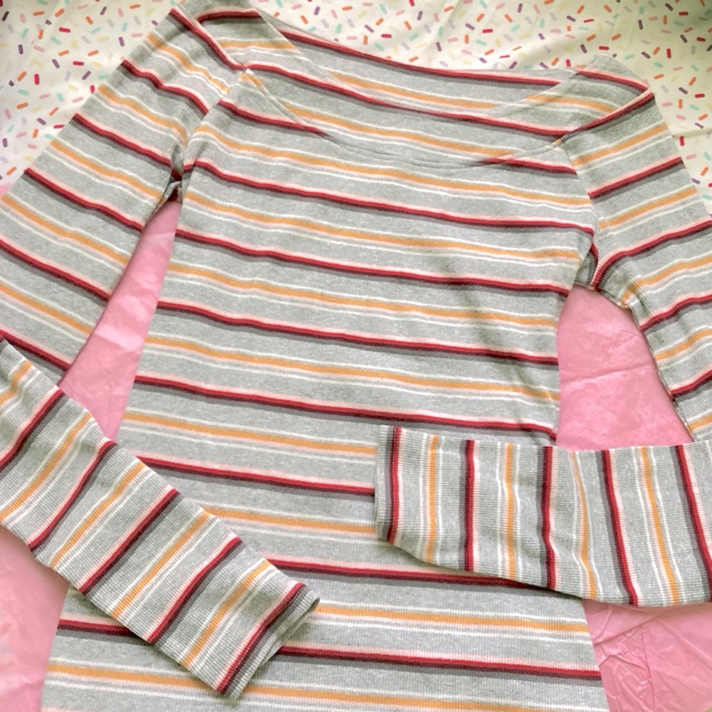 Abercrombie and Fitch Girls Wide Boatneck Stripe Top
